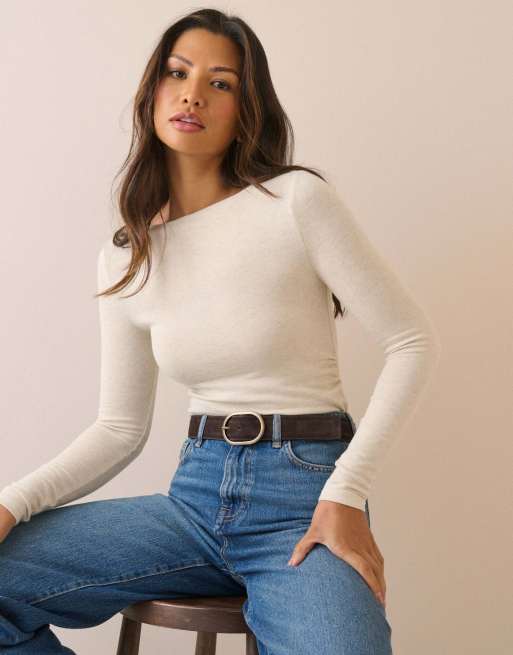 Nobody's Child Ruched modal-rich top in cream, 5 of 5