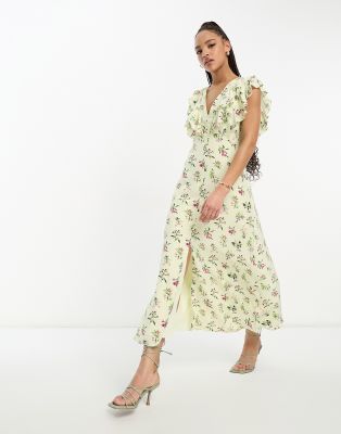 Nobody's Child ruffle midaxi dress in cream floral - ASOS Price Checker