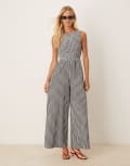 [Nobody's Child] Nobody's Child Ruth gingham shirred jumpsuit in mono-Multi 8 BLACK