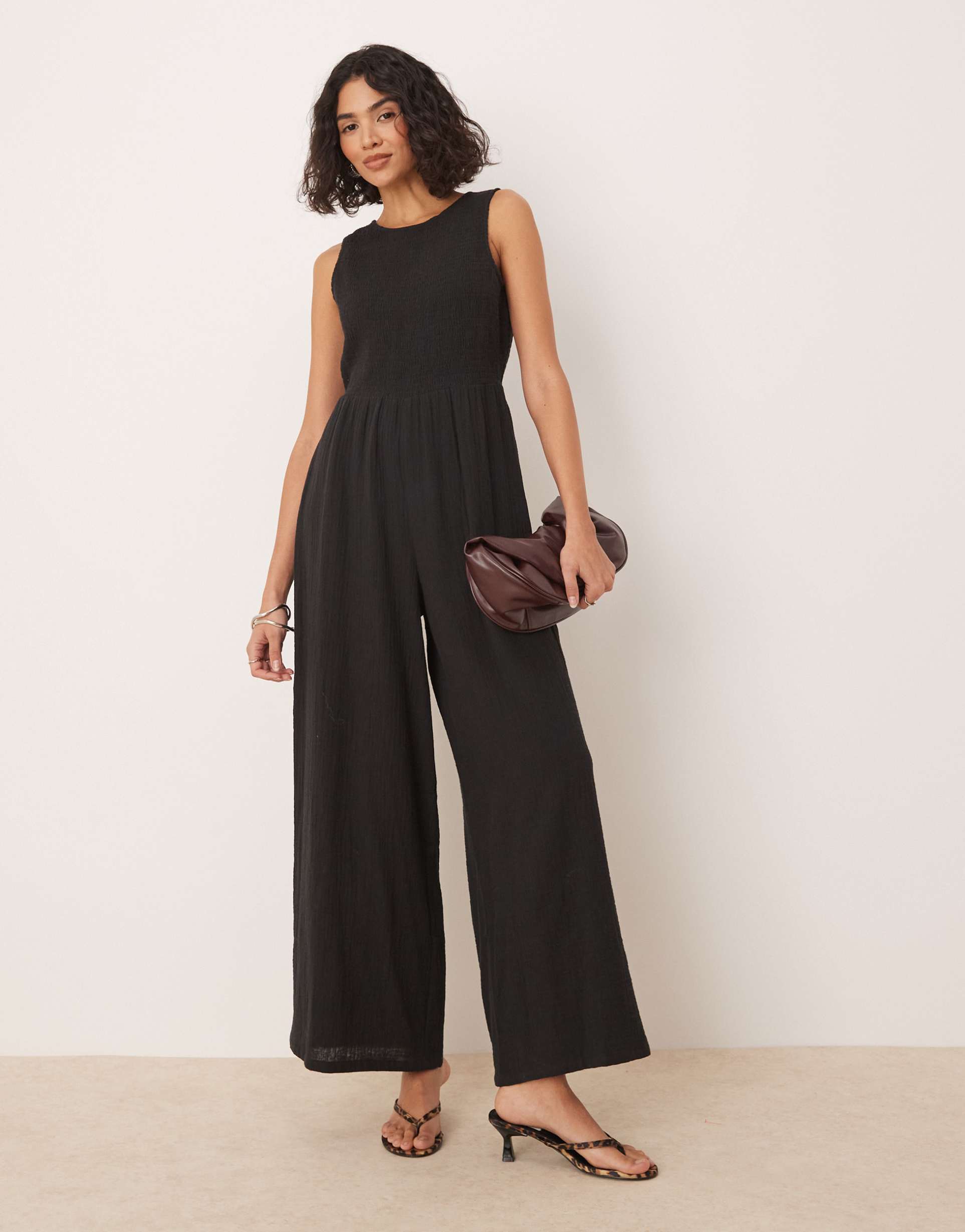 nobody's child ruth wide leg jumpsuit in black