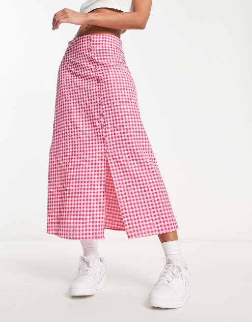 Pink and red outlet midi skirt