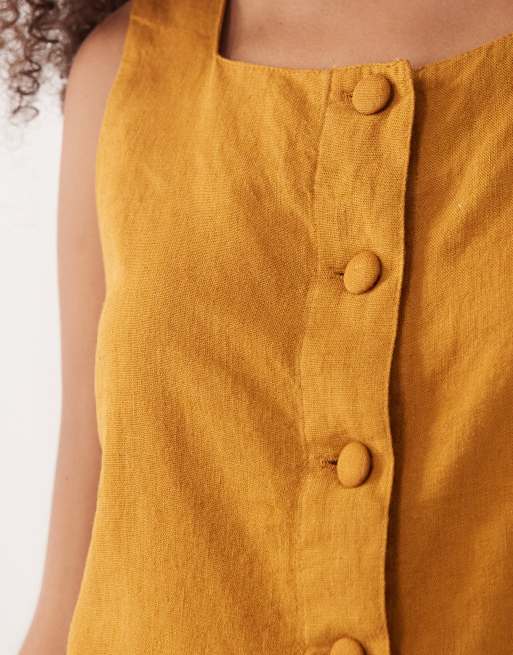 Nobody's Child Sammie linen blend button front top co-ord in tobacco, 2 of 4