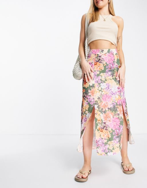 Nobody's Child Sara floral print multicoloured midi skirt | ASOS