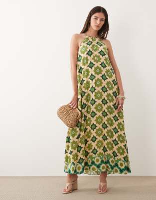 Nobody's Child Sara Halterneck A Line Maxi Dress In Green
