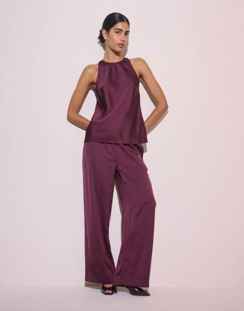 Nobody's Child Satin rosalind top in burgundy - view 1