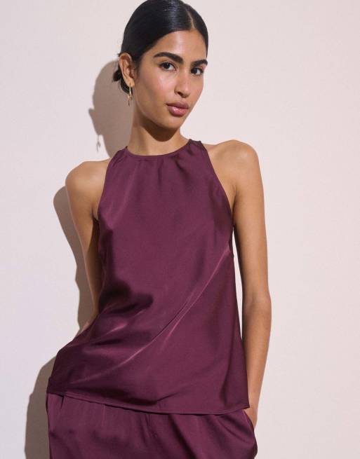 Nobody's Child Satin rosalind top in burgundy, 5 of 5