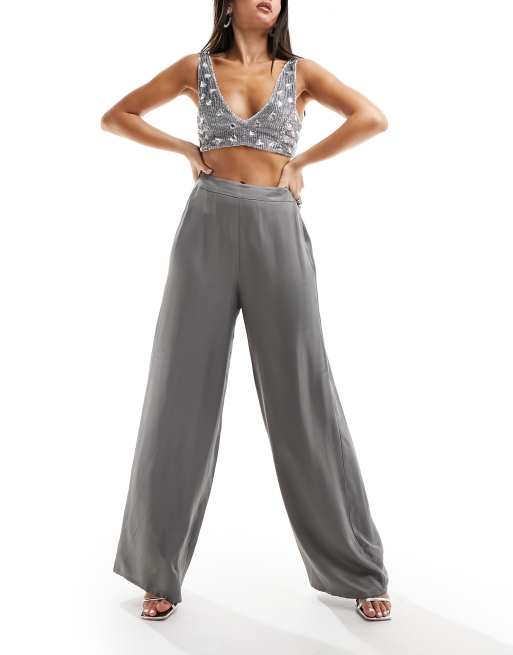 Satin Wide Leg Trousers