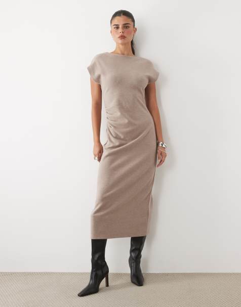 Nobody's Child Saylor kurzärmliges drapiertes Maxikleid in Hellbeige - view 1