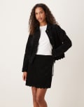 [Nobody's Child] Nobody's Child scallop trim cord wrap mini skirt in black (part of a set) 10 Black