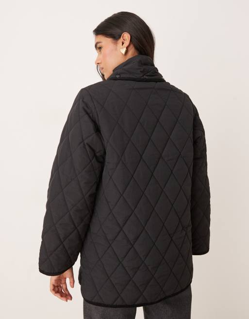 Nobody's Child scarf detail quilted jacket in black, 4 of 4