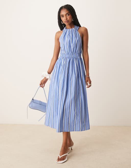 Nobody's Child – Senna – Midikleid in gestreiftem Blau mit Racer-Ausschnitt, 2 von 4