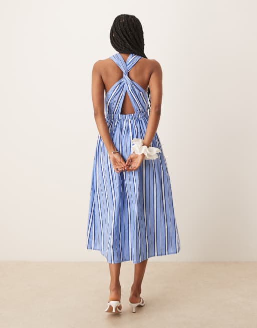 Nobody's Child – Senna – Midikleid in gestreiftem Blau mit Racer-Ausschnitt, 3 von 4