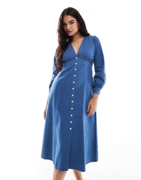Nobody's Child Shannon denim midi dress in blue - view 1