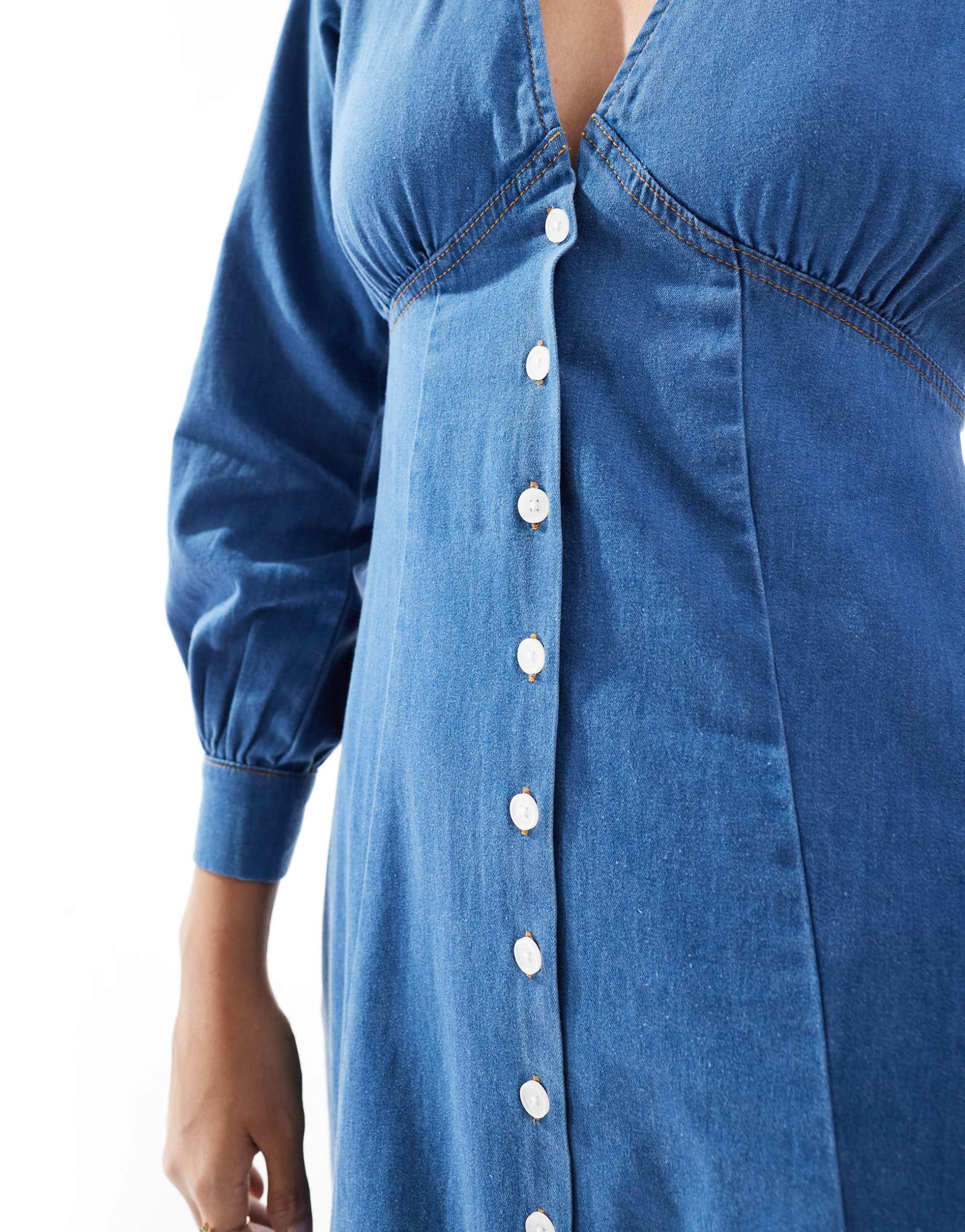 nobody's child shannon denim midi dress in blue