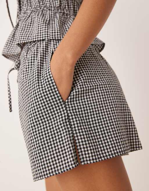 Nobody's Child - Shannon - Short d'ensemble noué à la taille - Vichy noir et blanc, 5 de 5