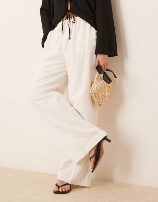 NOBODY'S CHILD SHONA STRAIGHT LEG LINEN BLEND PANTS 