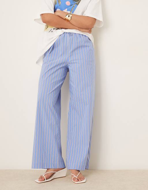 Nobody's Child Shona straight leg pants in blue and white stripe, 2 of 5