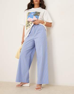 Nobody's Child Nobody's Child Shona straight leg trousers in blue and white stripe