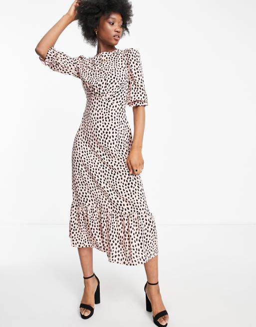 Nobody's Child short sleeve Selina spot midi dress in blush