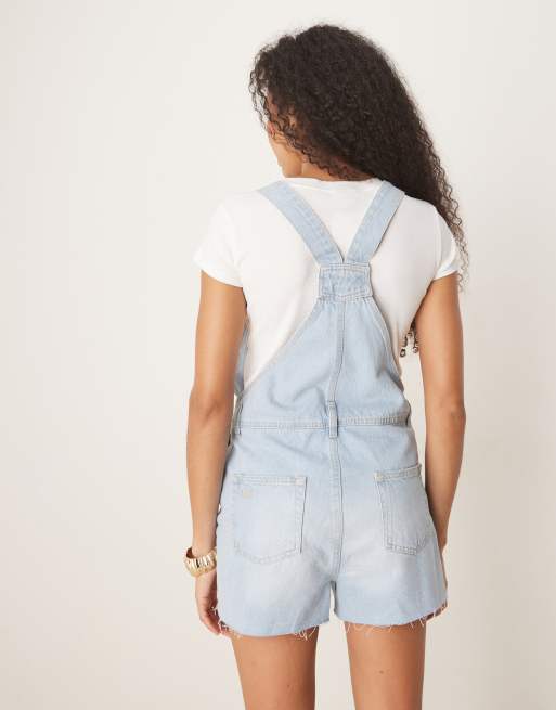 Nobody's Child – Shortie – Ljusblå playsuit med hängselbyxor i denim, 3 av 4