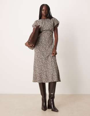 Nobody's Child Sicily Midi Tea Dress In Gray