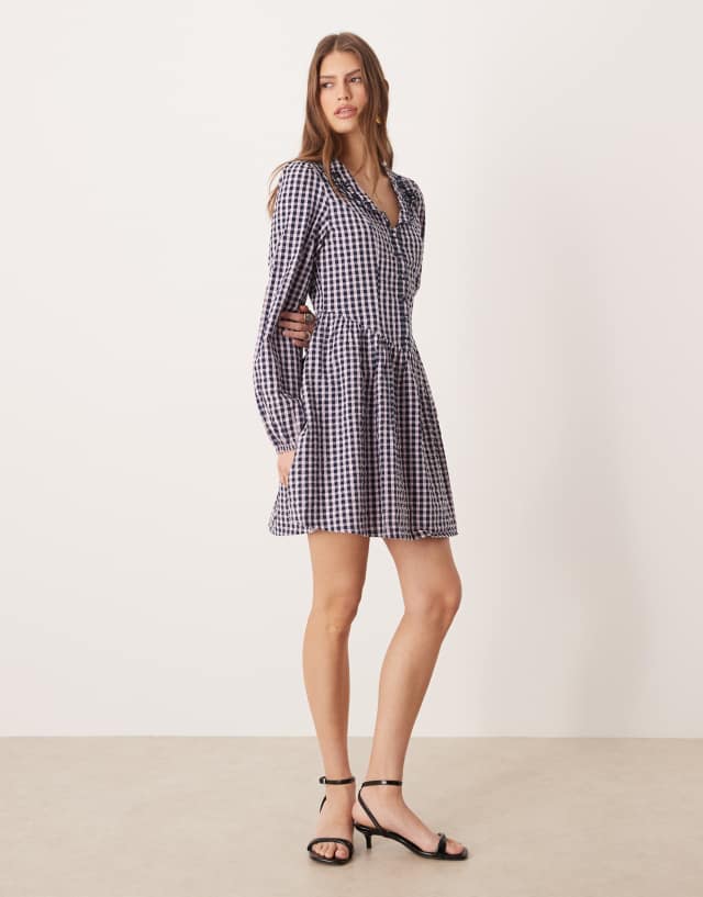 Nobody's Child Sienna cotton embroidered collar mini dress with