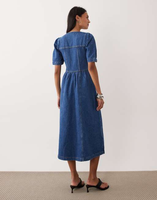 Nobody's Child - Sienna - Midikjole i denim med knapper, 4 af 4