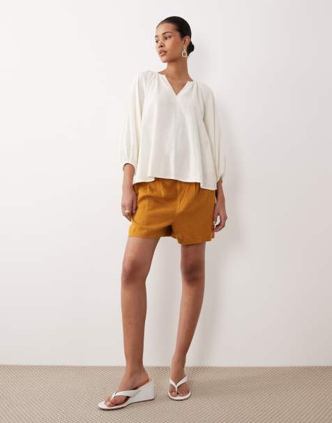 Nobody's Child Silsoe linen blend clean shorts co-ord in tobacco - view 1