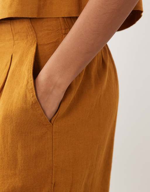 Nobody's Child Silsoe linen blend clean shorts co-ord in tobacco, 4 of 5