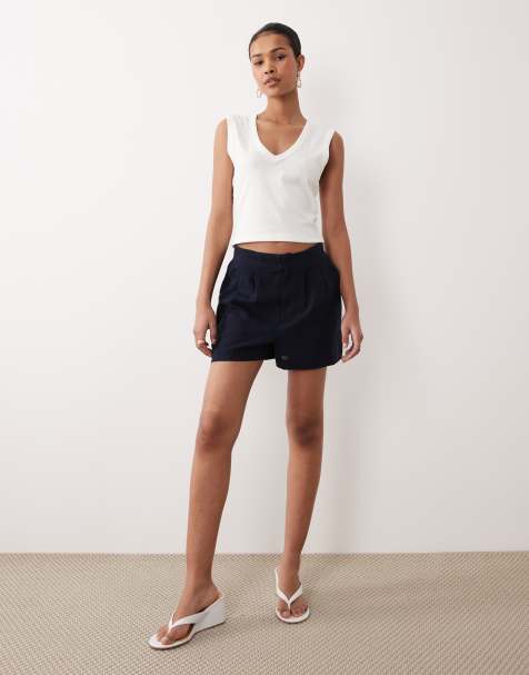 Nobody's Child Silsoe linen blend clean shorts in navy
