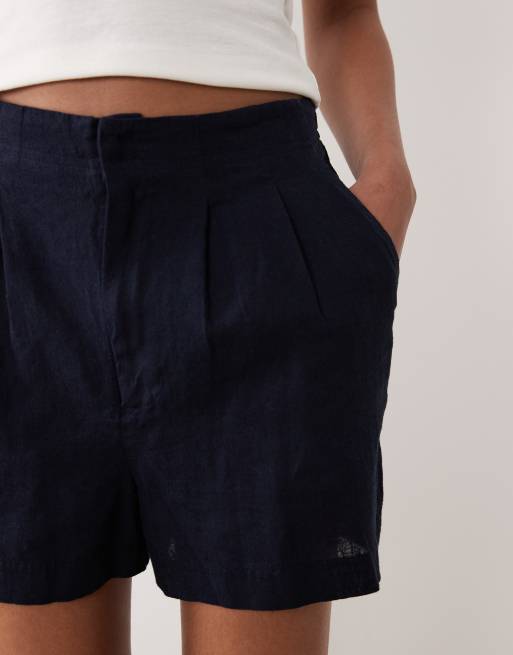Nobody's Child Silsoe linen blend clean shorts in navy, 4 of 5