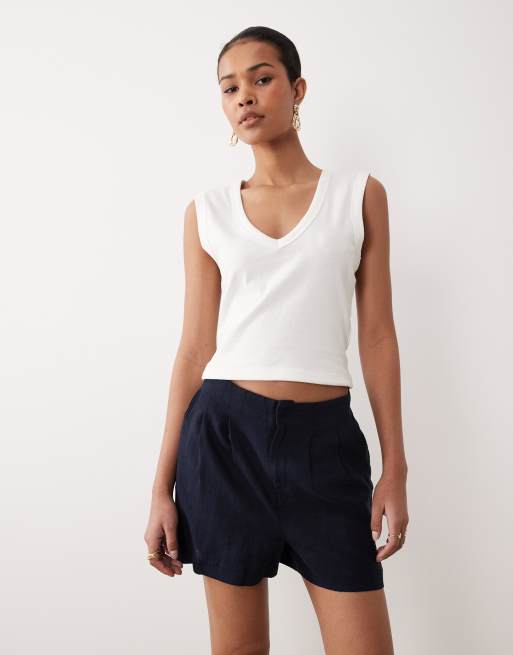 Nobody's Child Silsoe linen blend clean shorts in navy, 5 of 5