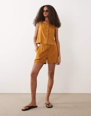 Silsoe - Schlichte Shorts aus Leinenmix in Tabakbraun, Kombiteil-Brown Brown 38