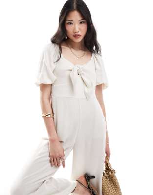 Simone jumpsuit in stone-White