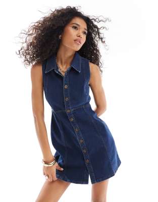 Nobody's Child Sinclair Denim Mini Dress In Blue