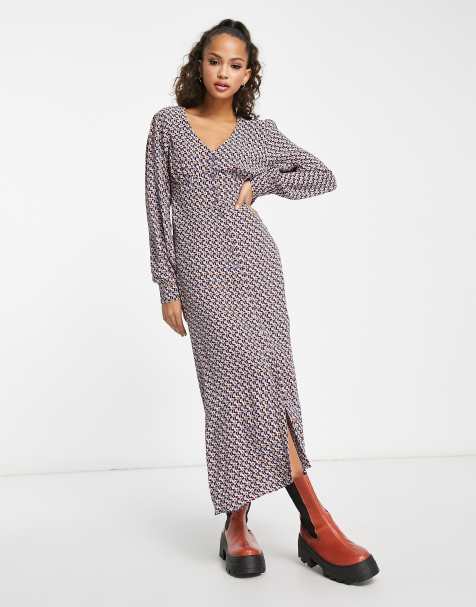 Nobody's Child – Siri – Midi-Freizeitkleid mit geometrischem Muster und Knopf - view 1