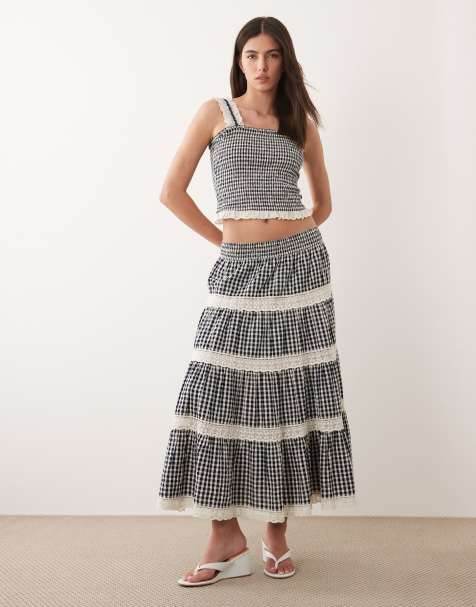 Nobody's Child skirt and top set in black gingham - view 1