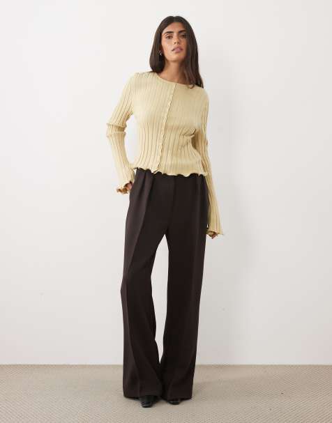Nobody's Child skræddersyede bukser med brede ben i chokolade - view 1