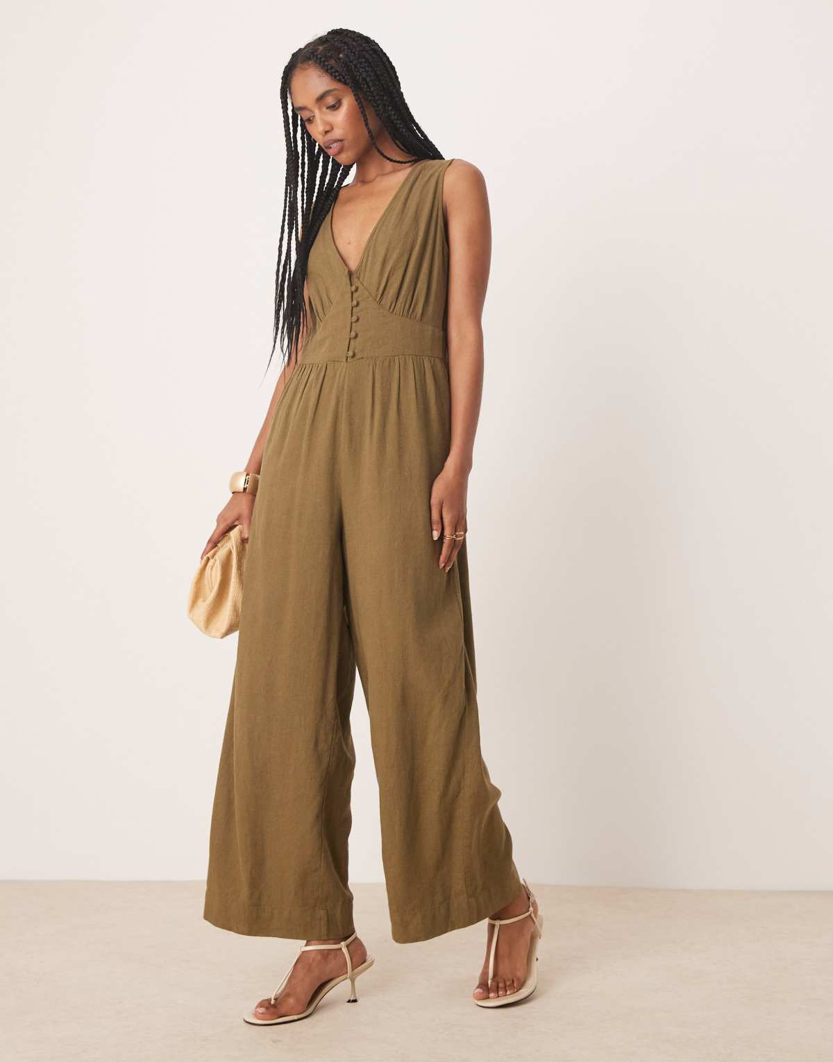 Nobody's Child sleeveless starlight jumpsuit in green