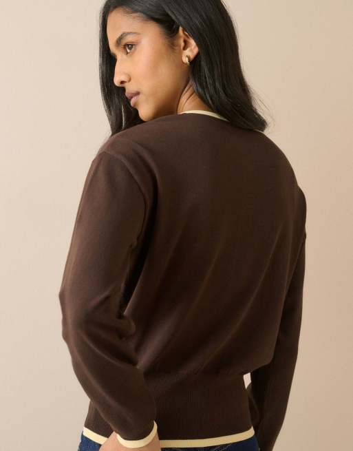 Nobody's Child Slim fit cardigan in brown, 2 of 5