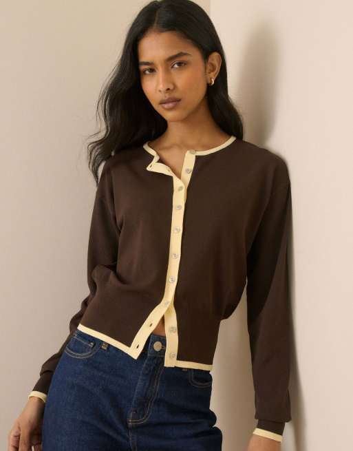 Nobody's Child Slim fit cardigan in brown, 4 of 5