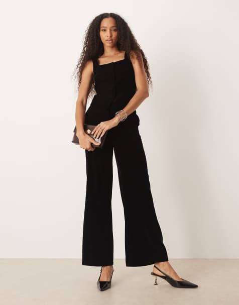 Nobody's Child slim leg velvet trousers co-ord in black - view 1