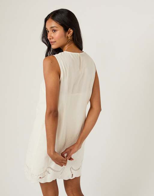 knee length dresses for ladies Saturdays White Broderie Mini Dress main image 0
