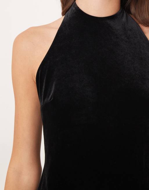 Nobody's Child - Sort halterneck-minikjole i velour, 4 af 4