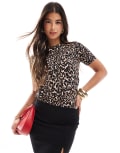 [Nobody's Child] Nobody's Child Spencer t-shirt in leopard print-Multi 10 MULTI