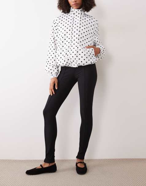 Nobody's Child split hem ribbed zip up leggings in black - view 1
