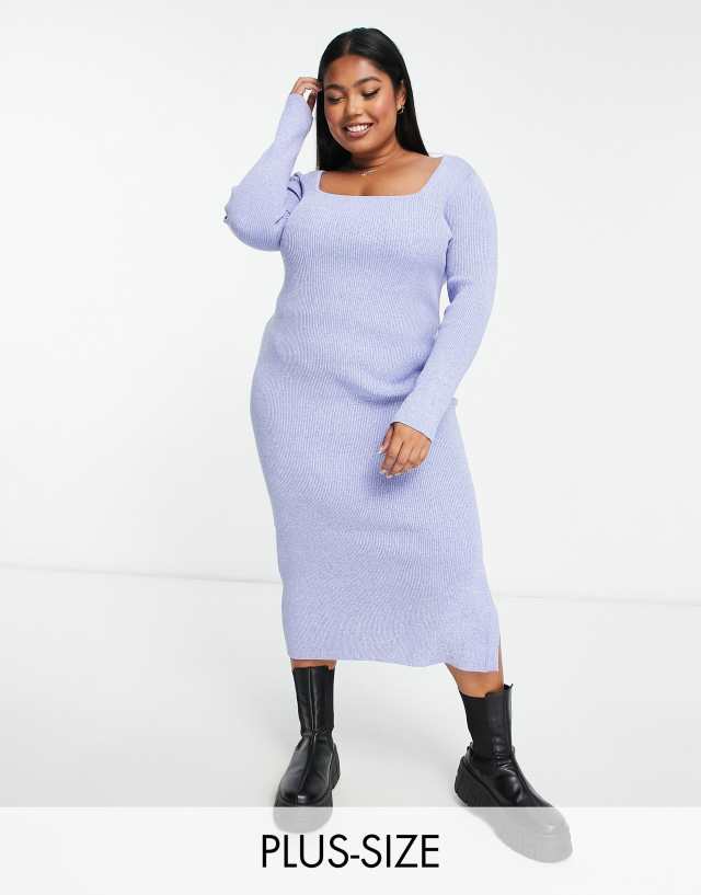 Nobody's Child square neck knit dress in blue