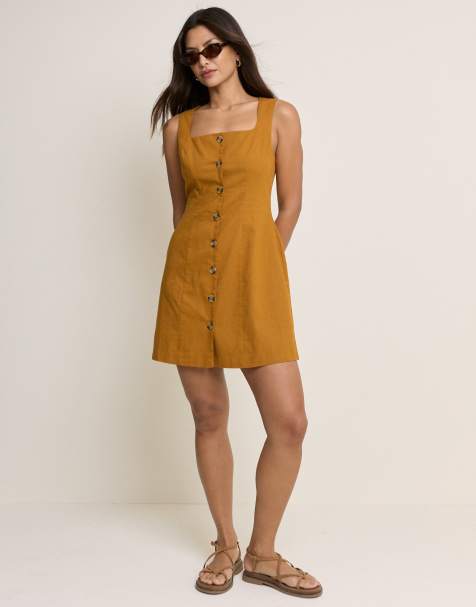 Nobody's Child Square neck rosie mini dress in yellow