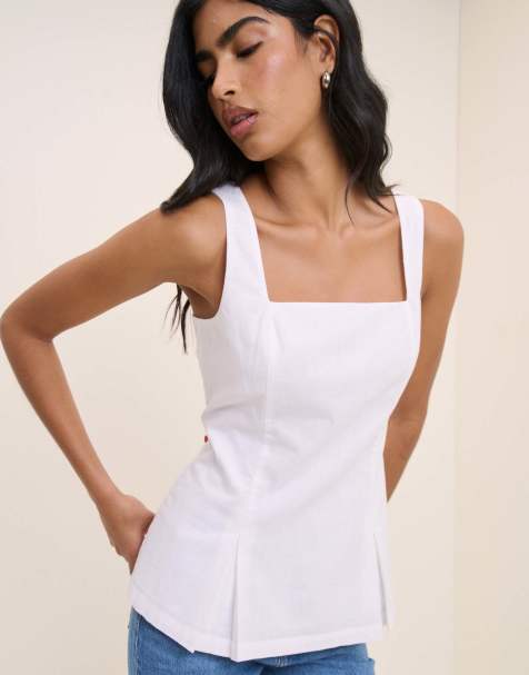 Nobody's Child Square neck valencia top in white - view 1