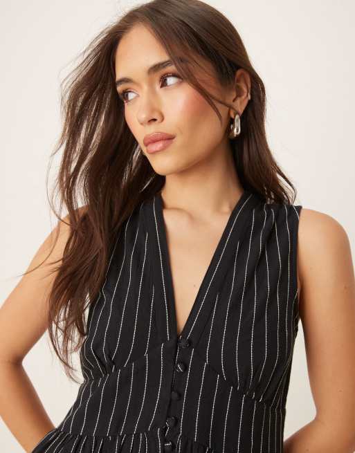 Nobody's Child – Starlight – Ärmelloses Midaxikleid in Schwarz mit Streifen, 3 von 4